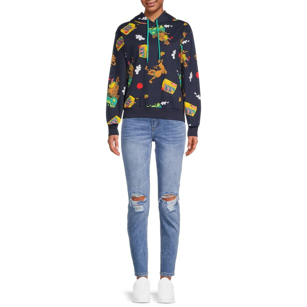Scooby-Doo Navy Blue All Over Print Graphic Hoodie XXL LH42208HO Mystery Machine
